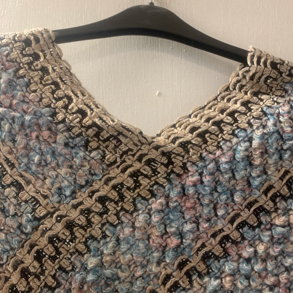 Multicolor Knit Poncho with Fringe - Picture 5 of 6